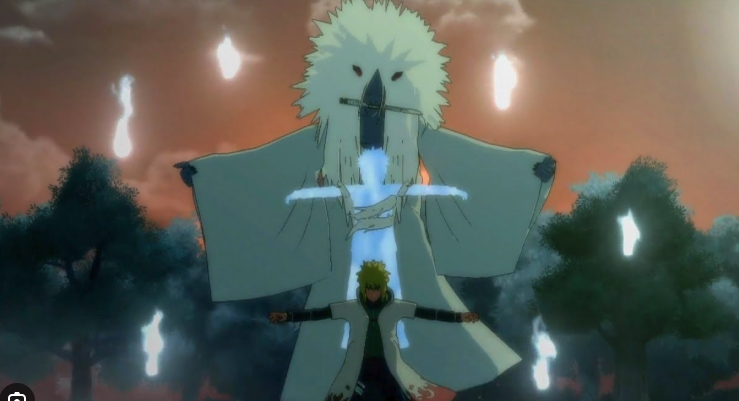 Minato and the Shinigami sealing Kurama